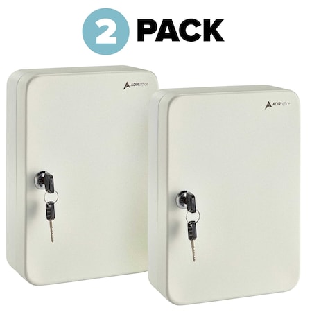 Adiroffice 48 Key Steel Secure Cabinet with Key Lock, White, PK2 ADI681-48-WHI-2pk